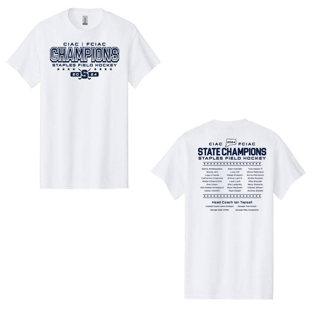 Staples Field Hockey STATE CHAMPS 2024 Cotton Short Sleeve Logowear Staples Field Hockey Adult S