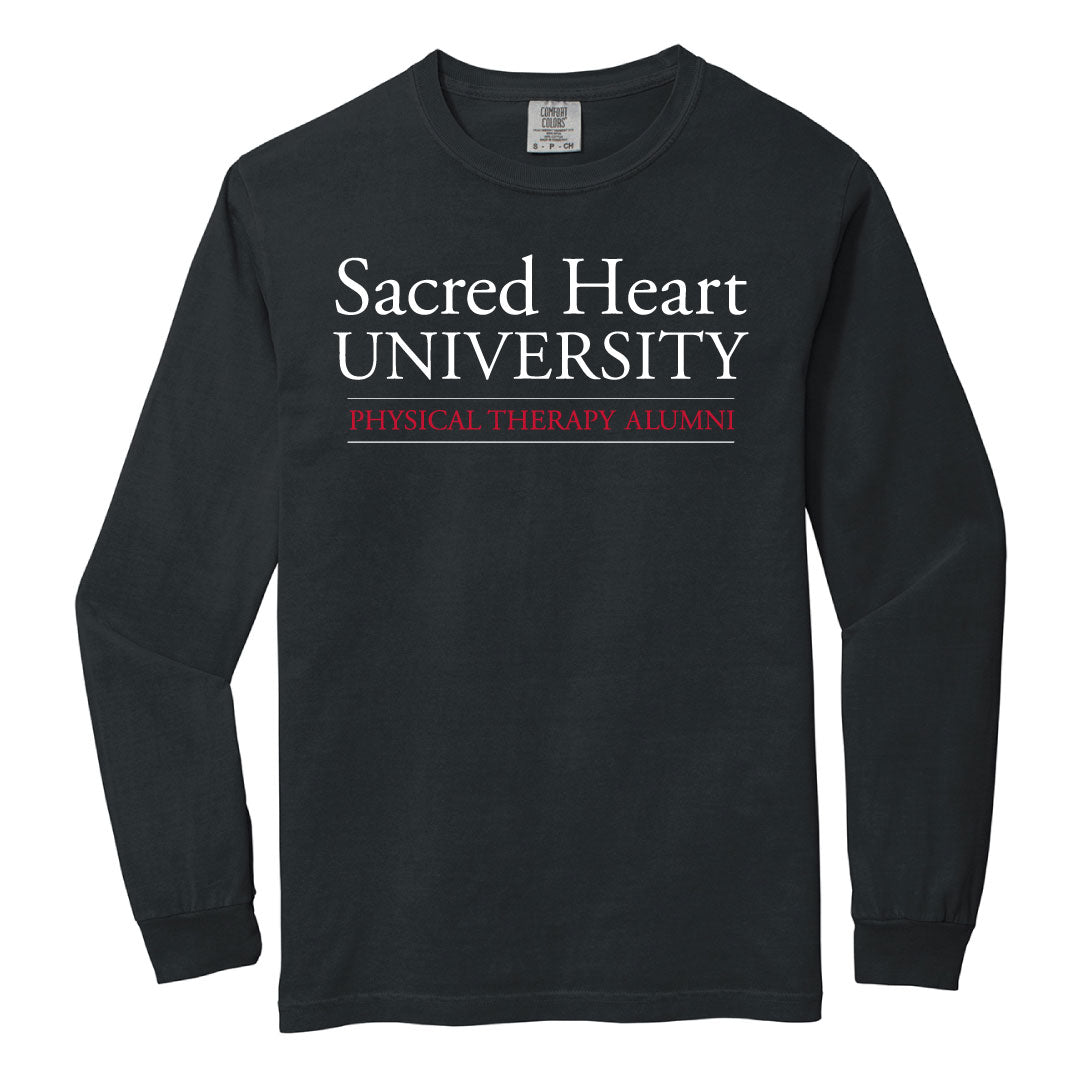 SHU DPT Alumni Beach Washed Cotton Long Sleeve Logowear Sacred Heart University Dept. of Physical Therapy Alumni Black Adult S 