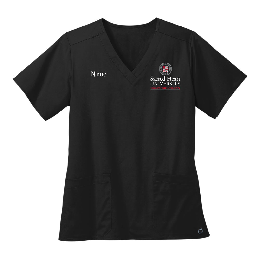 SHU OT Ladies Vneck Scrubs Logowear SHU OT LOGO & NAME Ladies  XS 