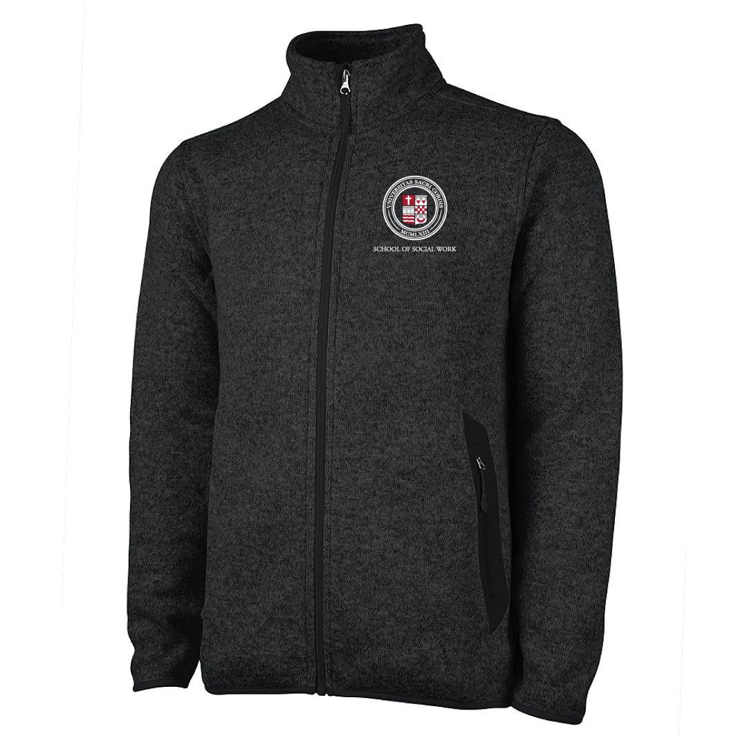 SHU School of Social Work Heathered Full Zip Logowear SHU School of Social Work Black Mens S