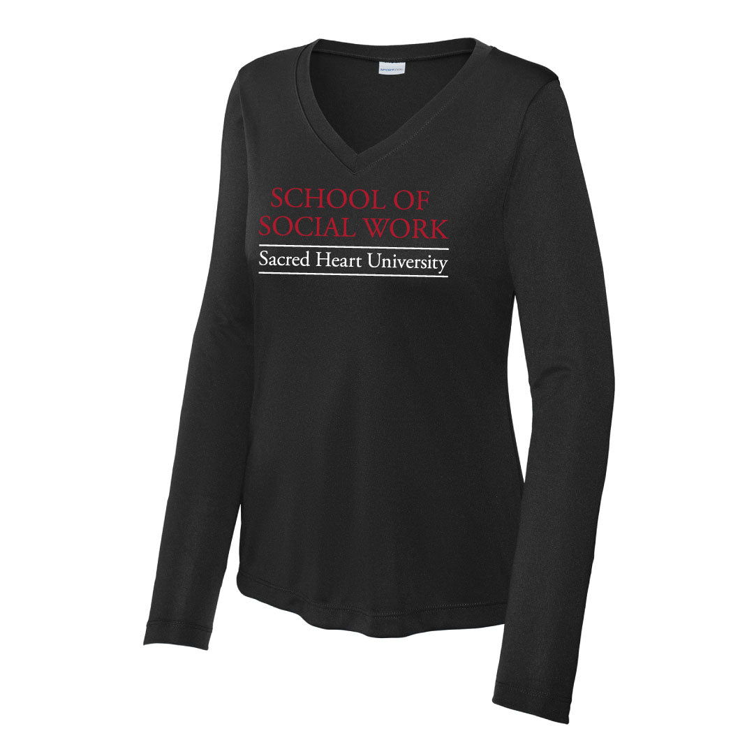 SHU School of Social Work Long Sleeve Performance Tee Logowear SHU School of Social Work Black Ladies XS