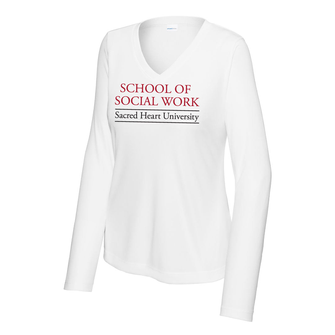 SHU School of Social Work Long Sleeve Performance Tee Logowear SHU School of Social Work White Ladies XS