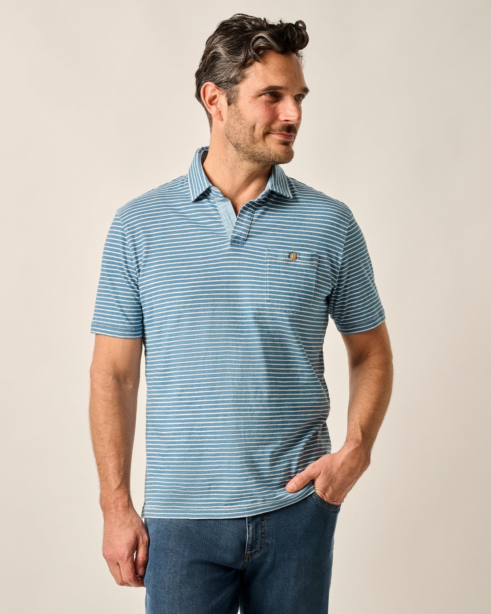 Johnnie-O Men's Johnny Collar Cotton Brandt Polo Apparel Johnnie-O Laguna Blue Small