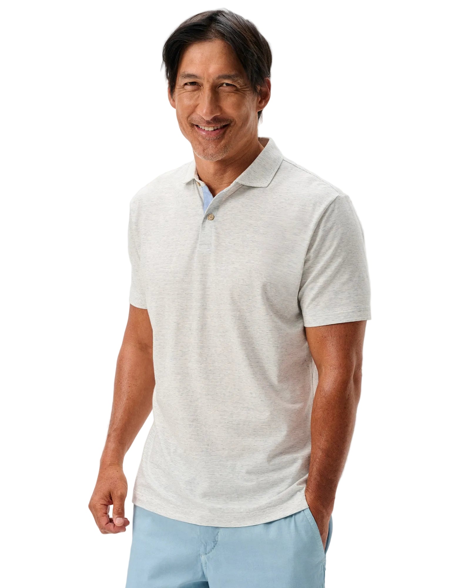 Johnnie-O Men's Thatcher Slub Cotton Blend Polo Apparel Johnnie-O Light Gray Small
