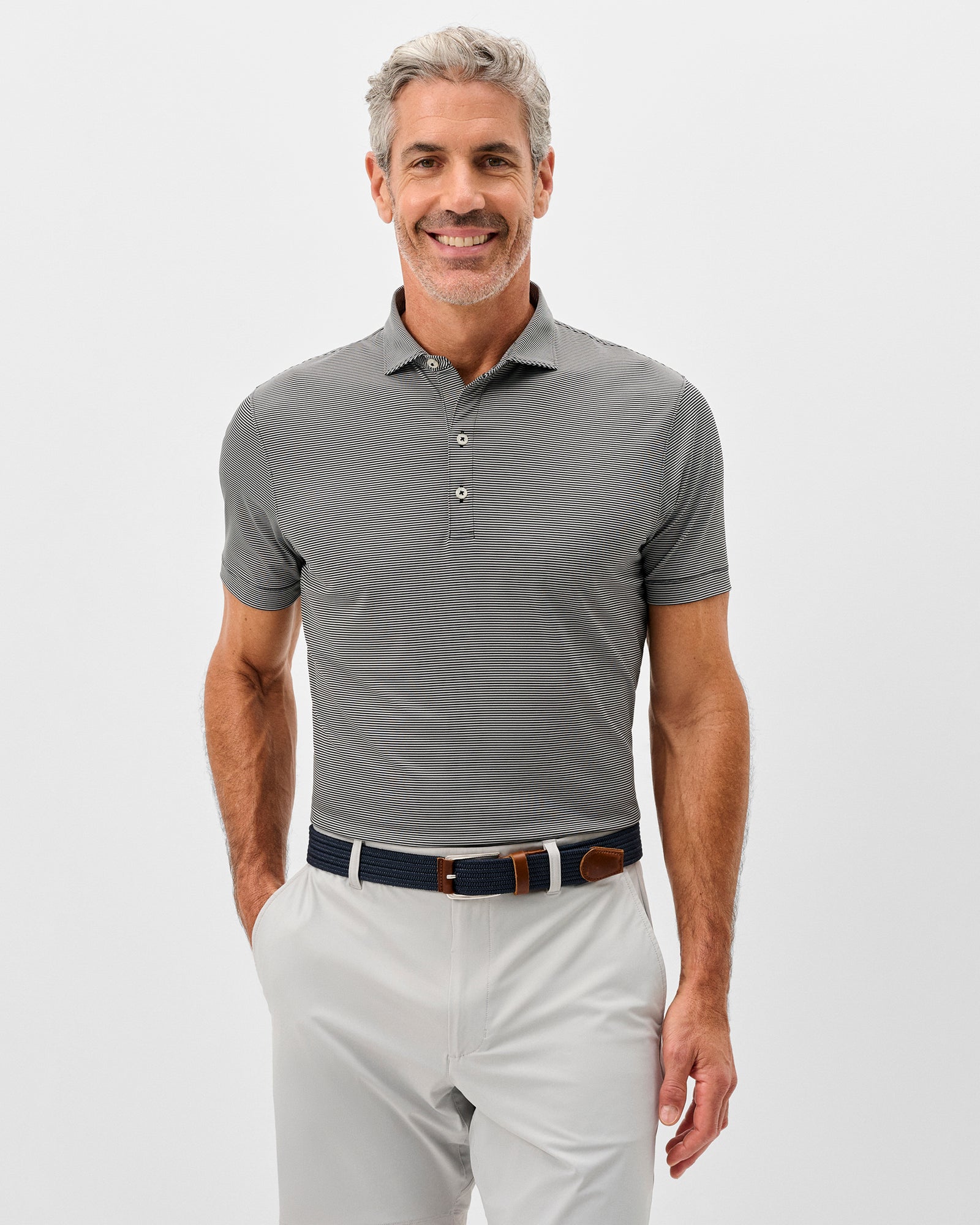Johnnie-O Men's Lyndonn Stripe Performance Jersey Polo Apparel Johnnie-O Black Seal Small