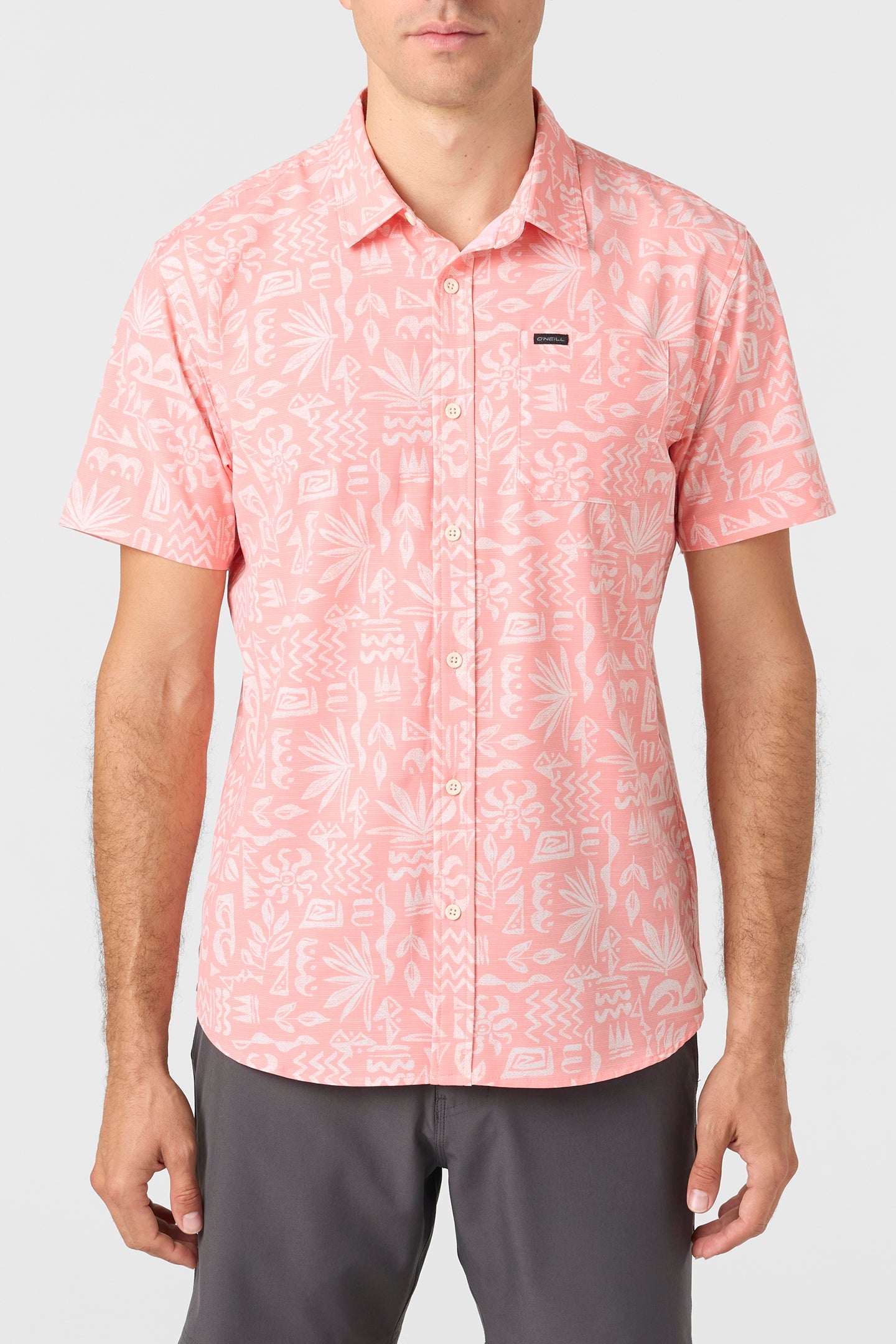 O'Neill Men's Traveler UPF Traverse Slub Shirt Apparel O'Neill Coral Small