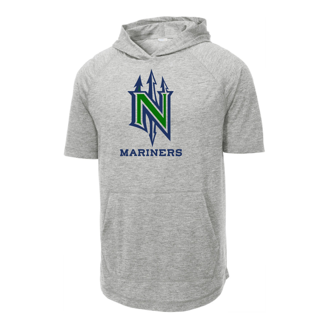 NYB Mariners Performance Short Sleeve Hoodie Logowear Norwalk Youth Baseball Grey Heather Adult XS