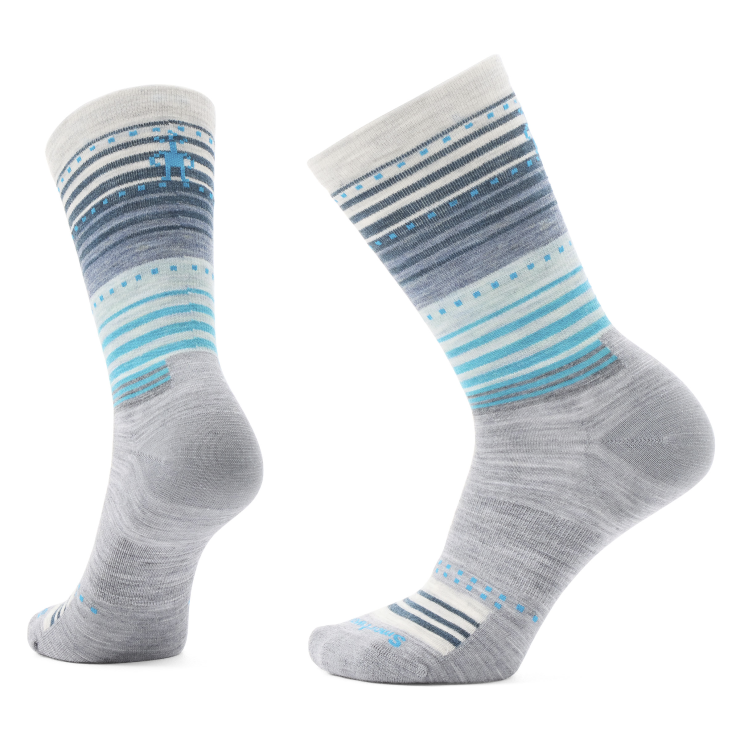 Smartwool Everyday Stitch Stripe Zero Cushion Crew Socks Apparel Smartwool Light Gray Small 