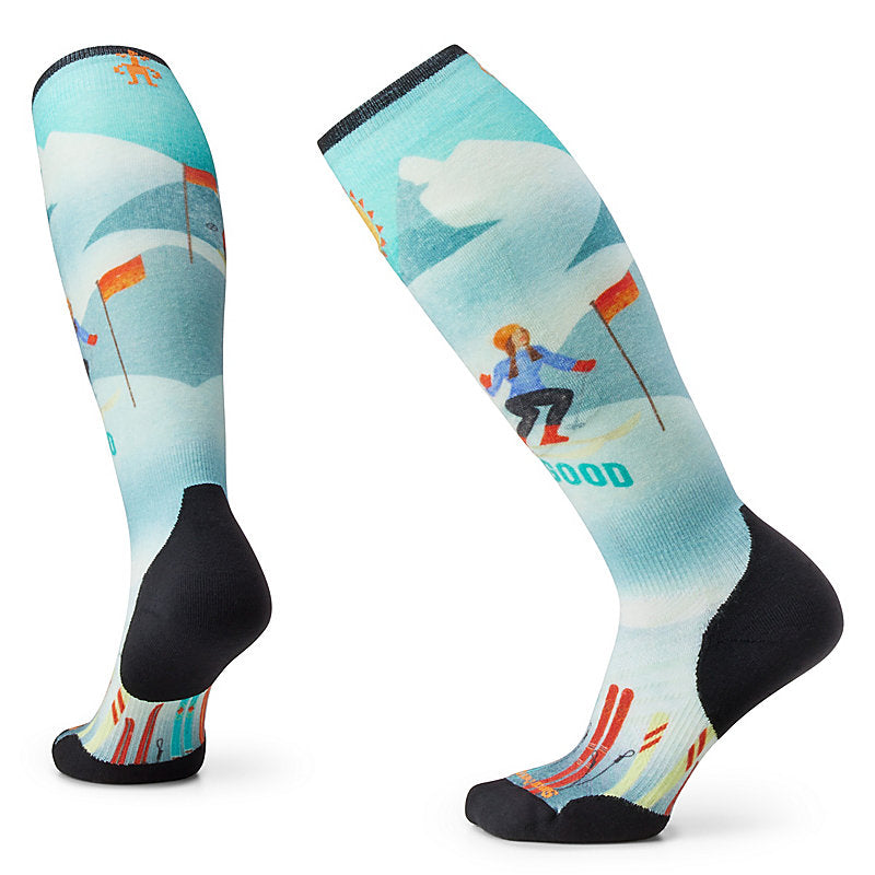 Smartwool Womens Ski Targeted Cushion Snow Bunny Print Over The Calf Socks Apparel Smartwool Capri-810 Small 