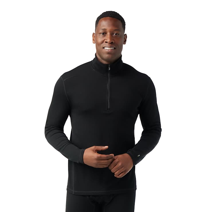 Smartwool Men's Classic Thermal Merino Base Layer 1/4 Zip Apparel Smartwool Black-001 Small