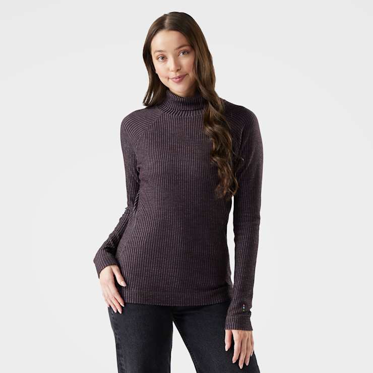 Smartwool Women's Thermal Merino Rib Turtleneck Apparel Smartwool Mink/Chalk Violet Heather-Q02 XSmall