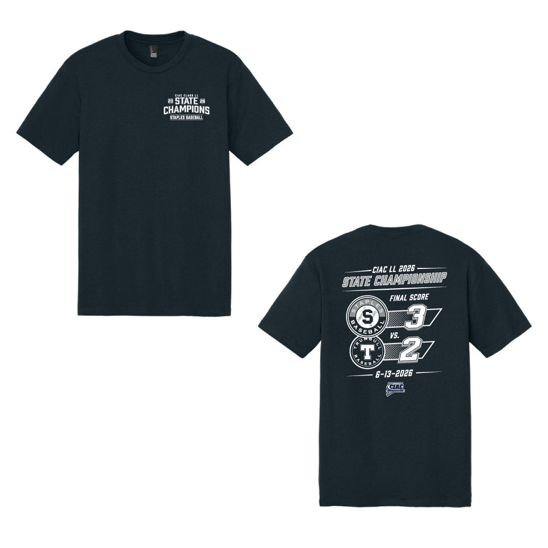 Staples Baseball Class LL State Champions Score Tri Blend Tee Logowear Staples Baseball Navy Mens S