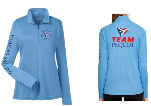 Pequot Women's Sailing UPF 40 Performance 1/4 Zip Logowear Pequot Women's Sailing Light Blue Ladies XS