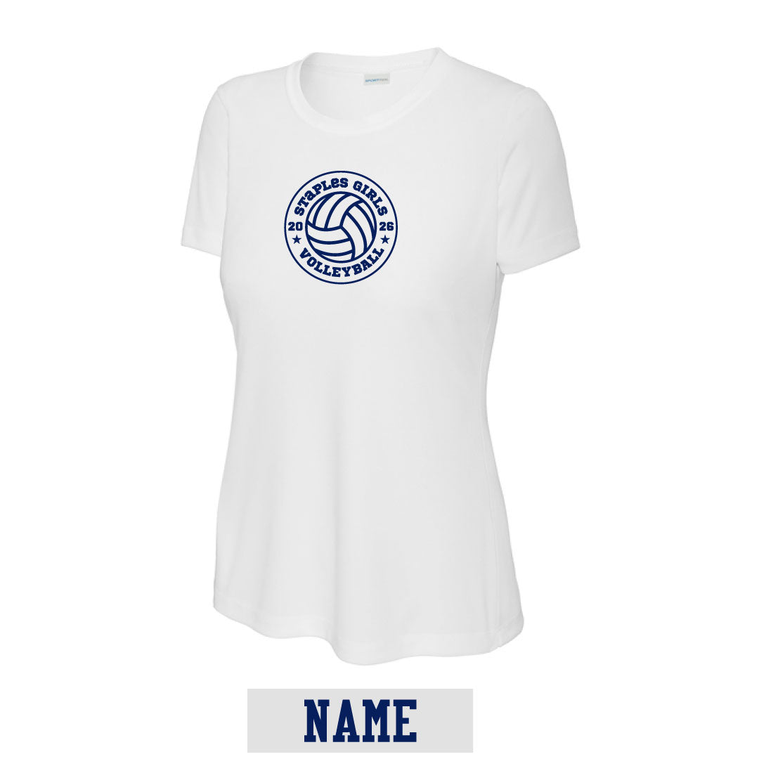 Staples Girls Volleyball Performance Tee Logowear Staples Girls Volleyball White Ladies XS