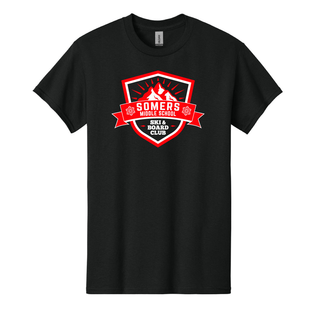 Somers Middle School Ski & Board Club Cotton Short Sleeve ASF Sports & Outdoors Black Youth S