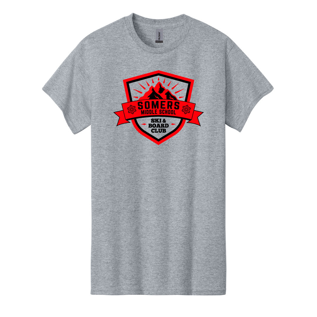 Somers Middle School Ski & Board Club Cotton Short Sleeve ASF Sports & Outdoors Grey Youth S