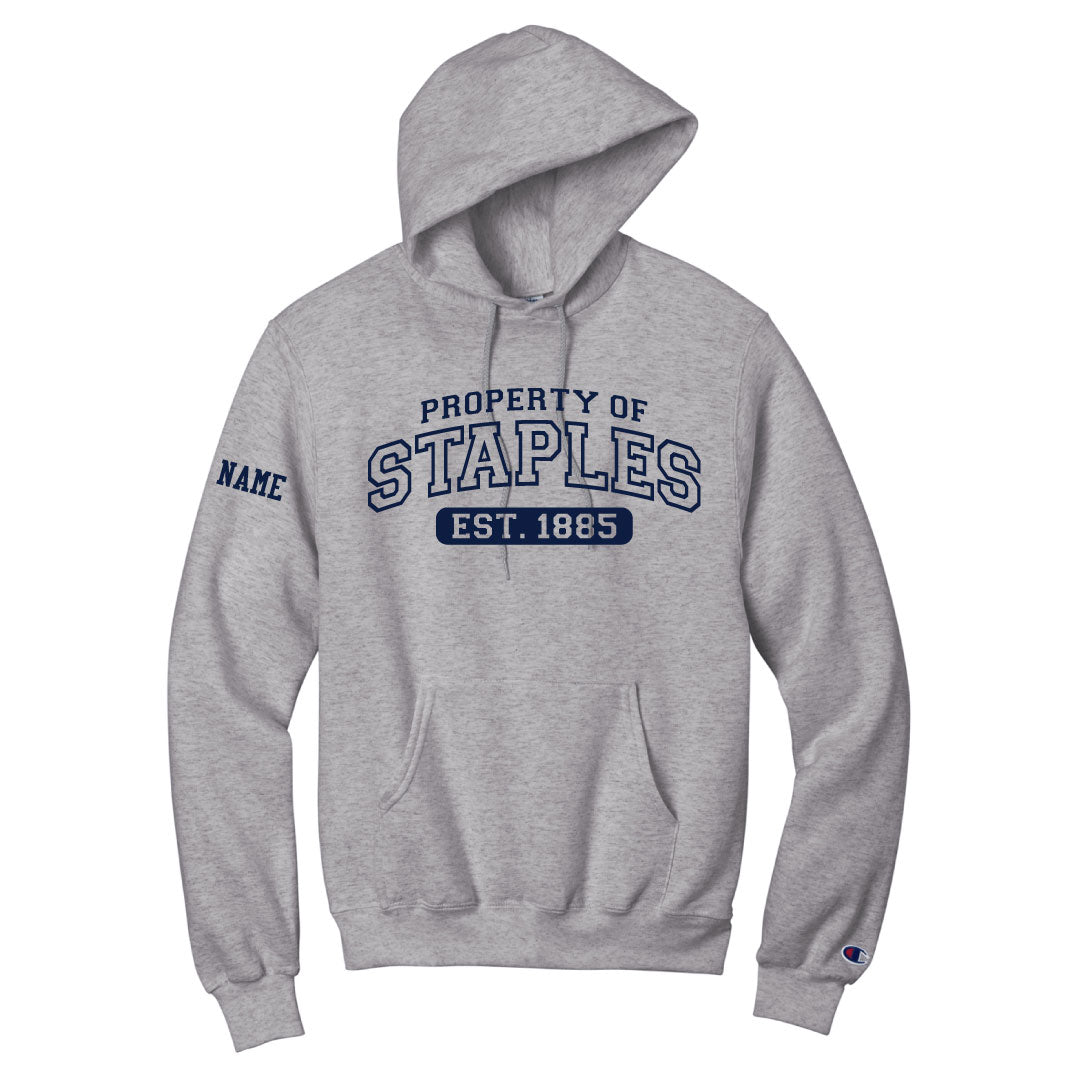 Staples Athletics Champion Property Of Hoodie Logowear Staples Athletics Grey Adult S