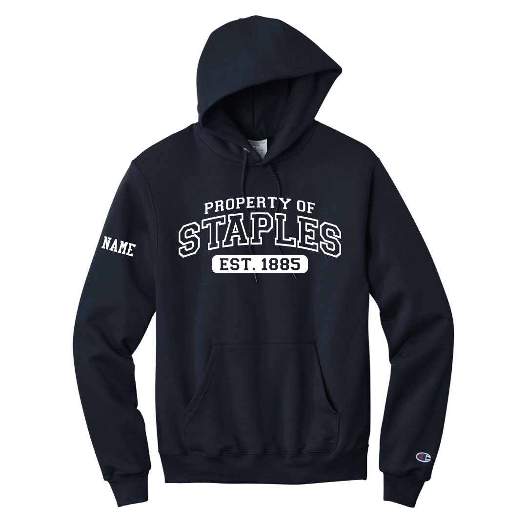Staples Athletics Champion Property Of Hoodie Logowear Staples Athletics Navy Adult S