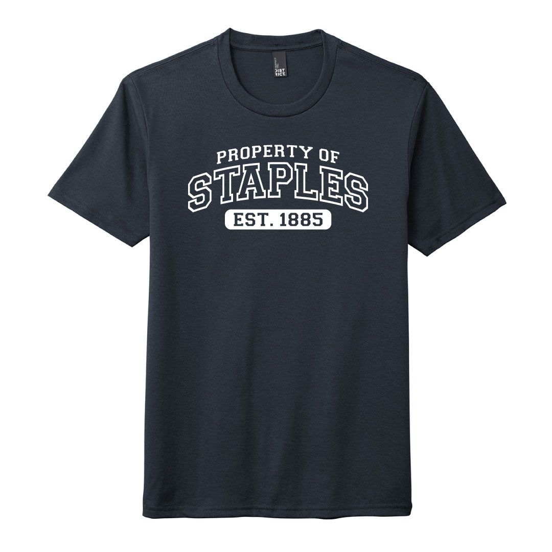 Staples Athletics Property of Cotton Blend Tee Logowear Staples Athletics Navy Adult XS