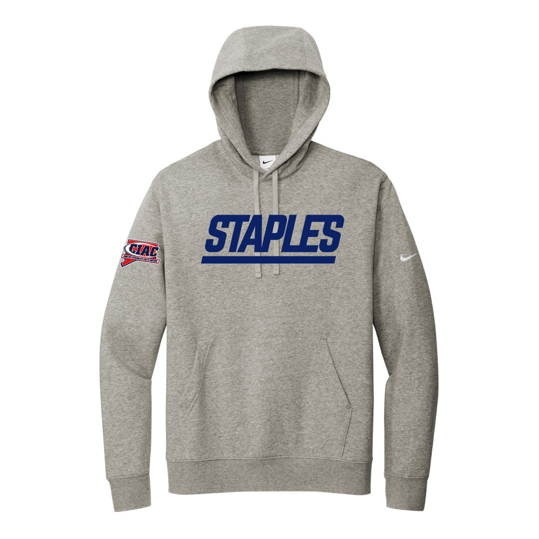 Staples Baseball Nike Club Fleece Hoodie Logowear Staples Baseball Grey Adult XS 