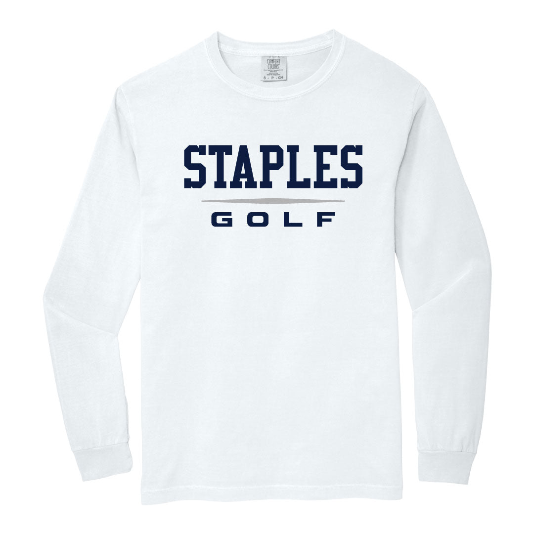 Staples Boys Golf Comfort Color Long Sleeve Logowear Staples Boys Golf White Adult S