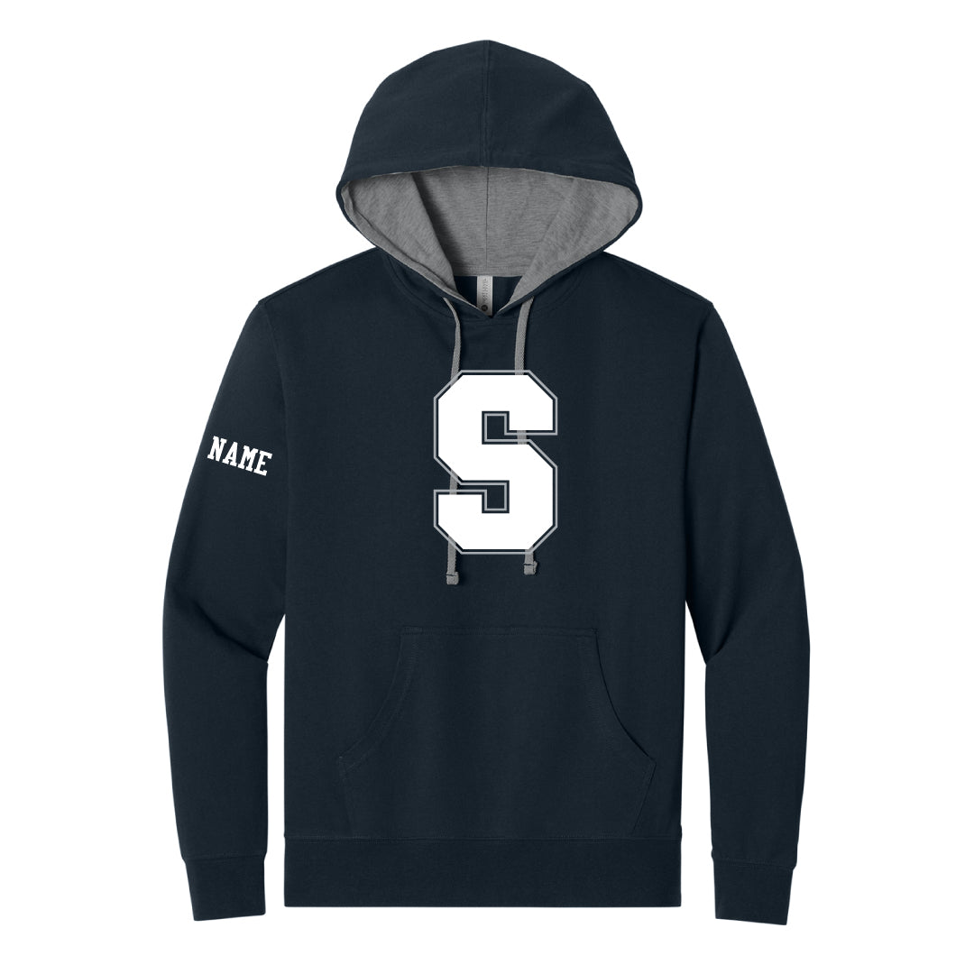 Staples Football Laguna Hooded Sweatshirt Logowear Staples Football Navy Hood White Logo Adult XS