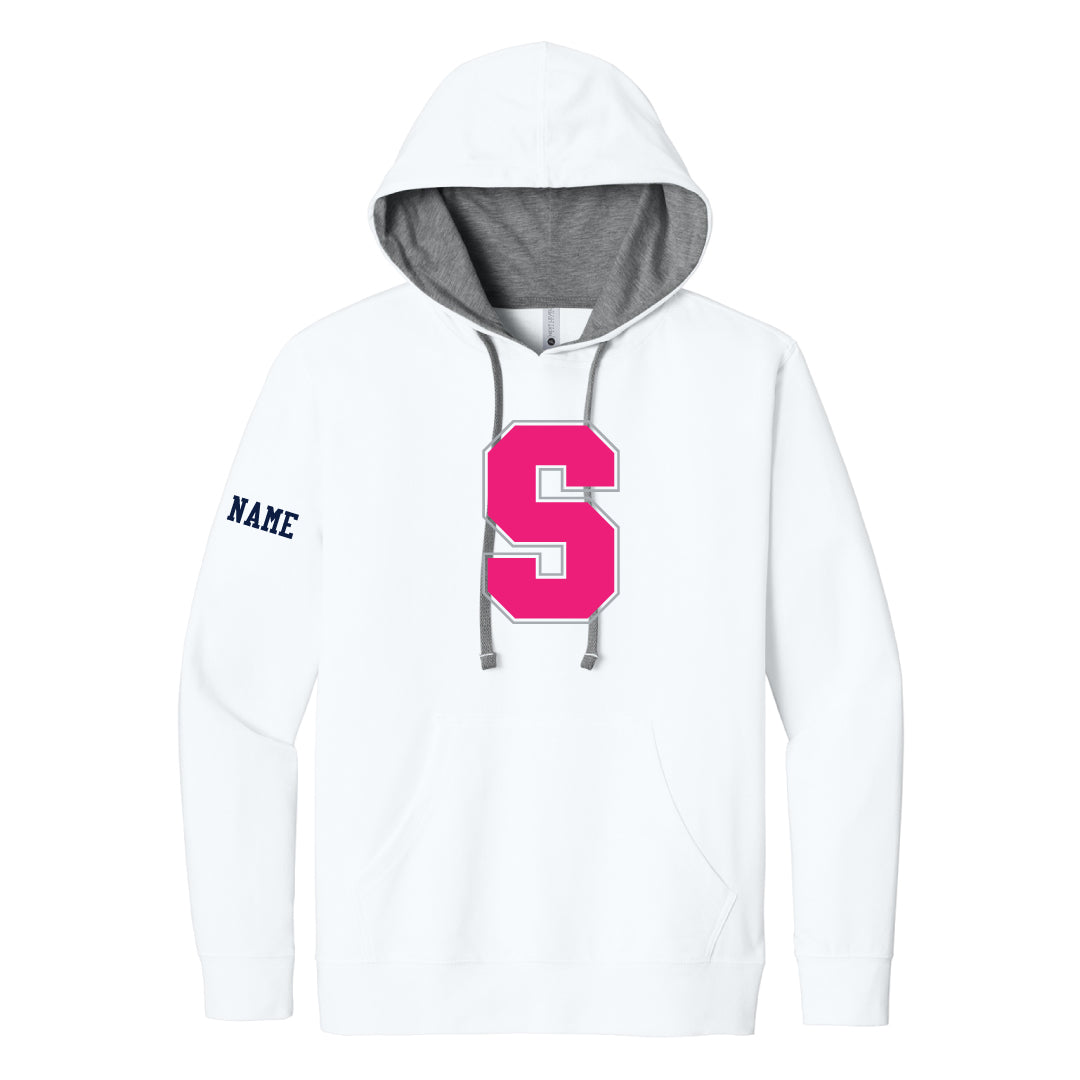 Staples Football Laguna Hooded Sweatshirt Logowear Staples Football White Hood Pink Logo Adult XS
