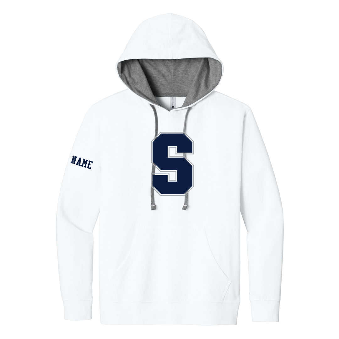 Staples Football Laguna Hooded Sweatshirt Logowear Staples Football White Hood Navy Logo Adult XS