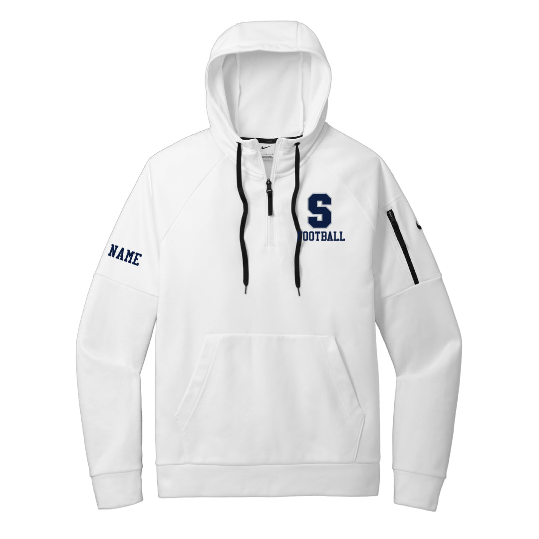 Staples Football Nike Therma Fit Pocket 1/4 Zip Fleeece Hoodie Logowear Staples Football White Adult S 