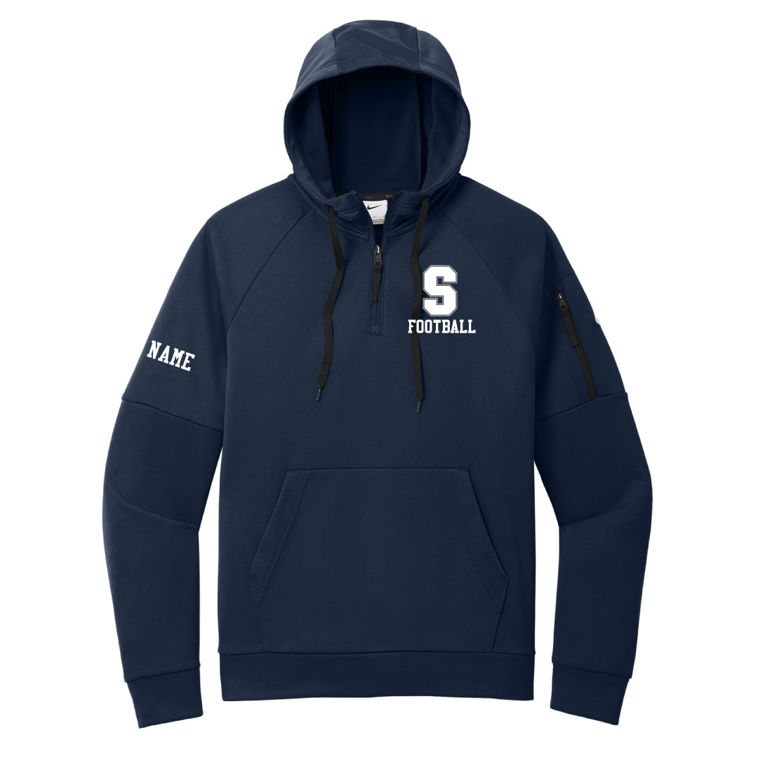 Staples Football Nike Therma Fit Pocket 1/4 Zip Fleeece Hoodie Logowear Staples Football Navy Adult S 