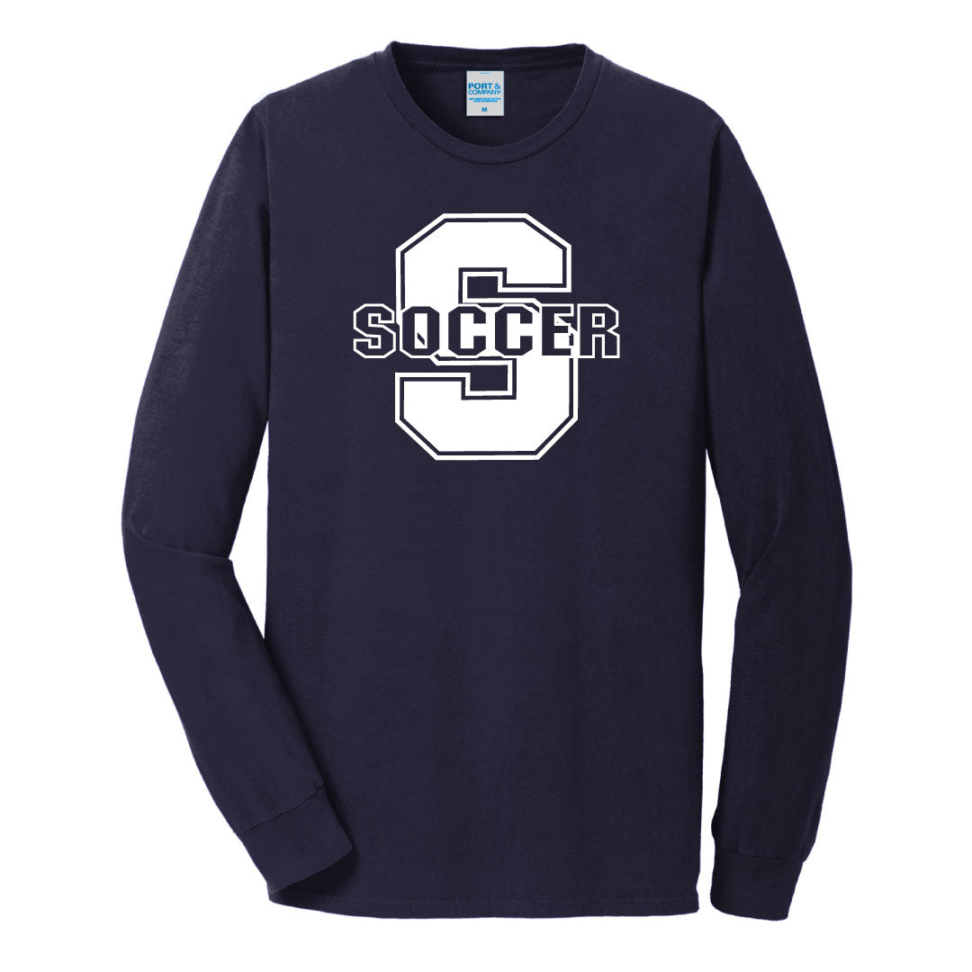 Staples Girls Soccer Fans Washed Cotton Longsleeve Logowear Staples Girls Soccer Fanwear Navy Adult S