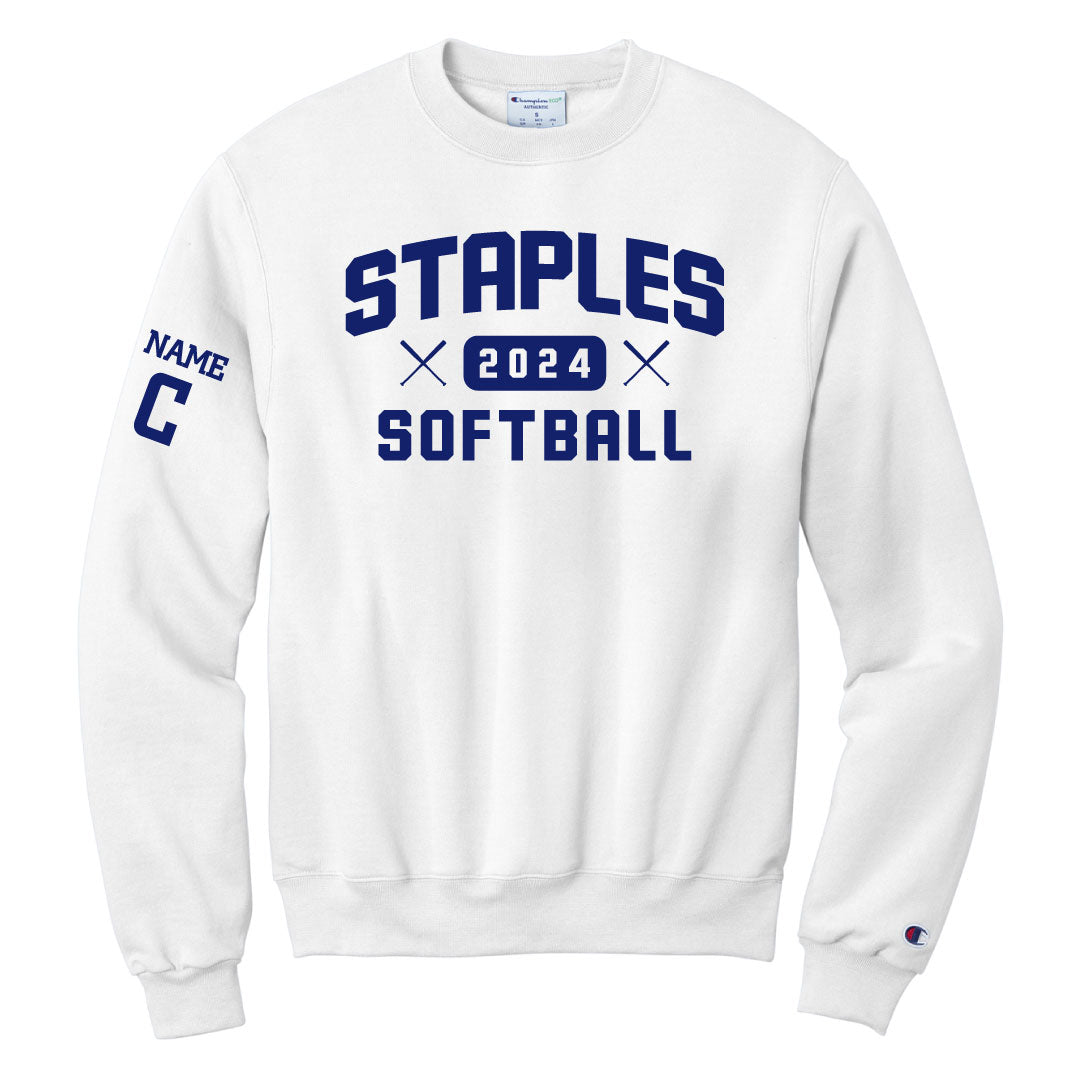 Staples Softball Champion Crewneck Sweatshirt Logowear Staples Softball White Adult S 