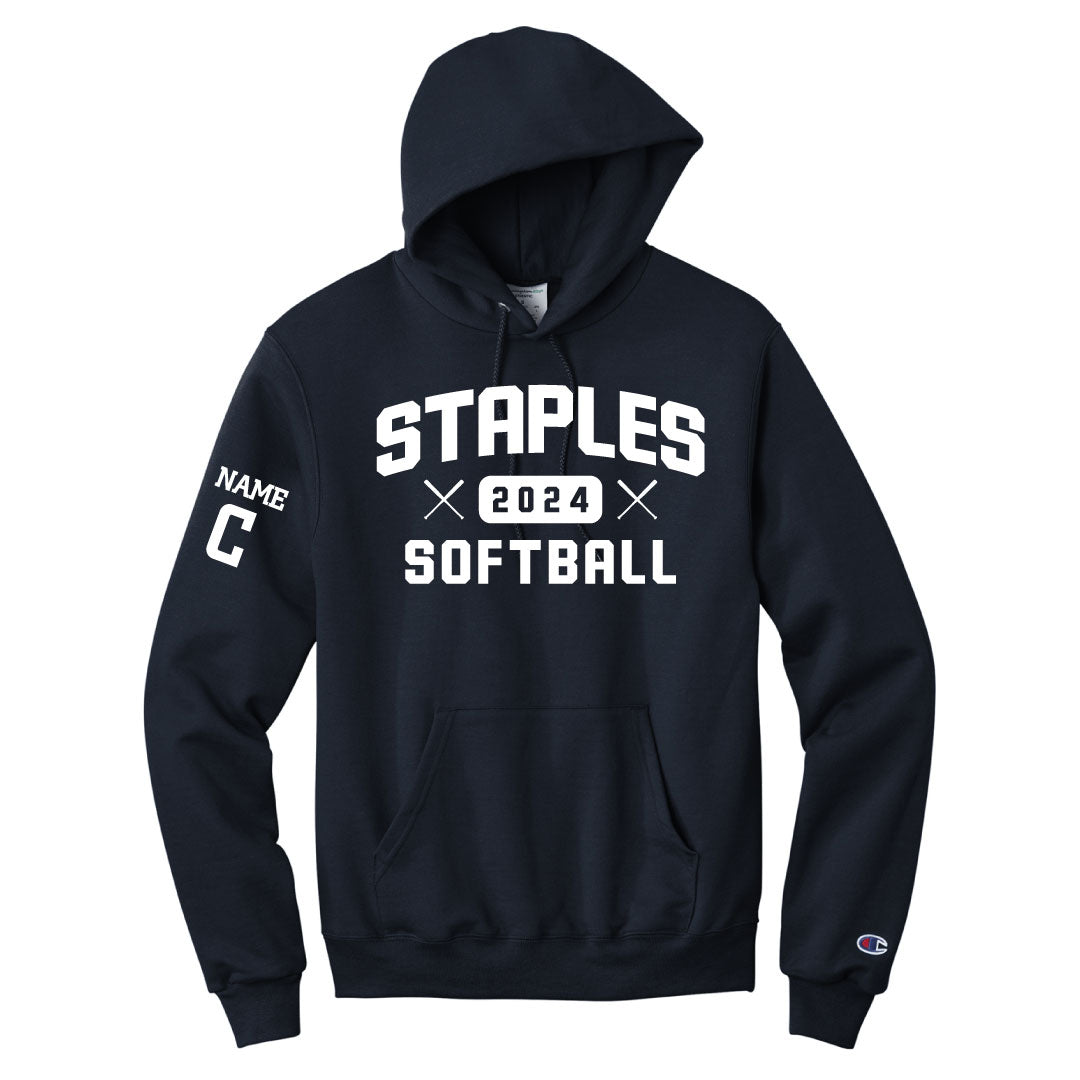 Staples Softball Champion Hooded Sweatshirt Logowear Staples Softball Navy Adult S 