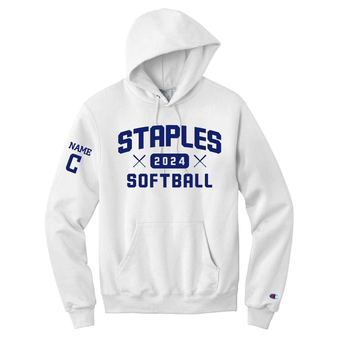 Staples Softball Champion Hooded Sweatshirt Logowear Staples Softball White Adult S 