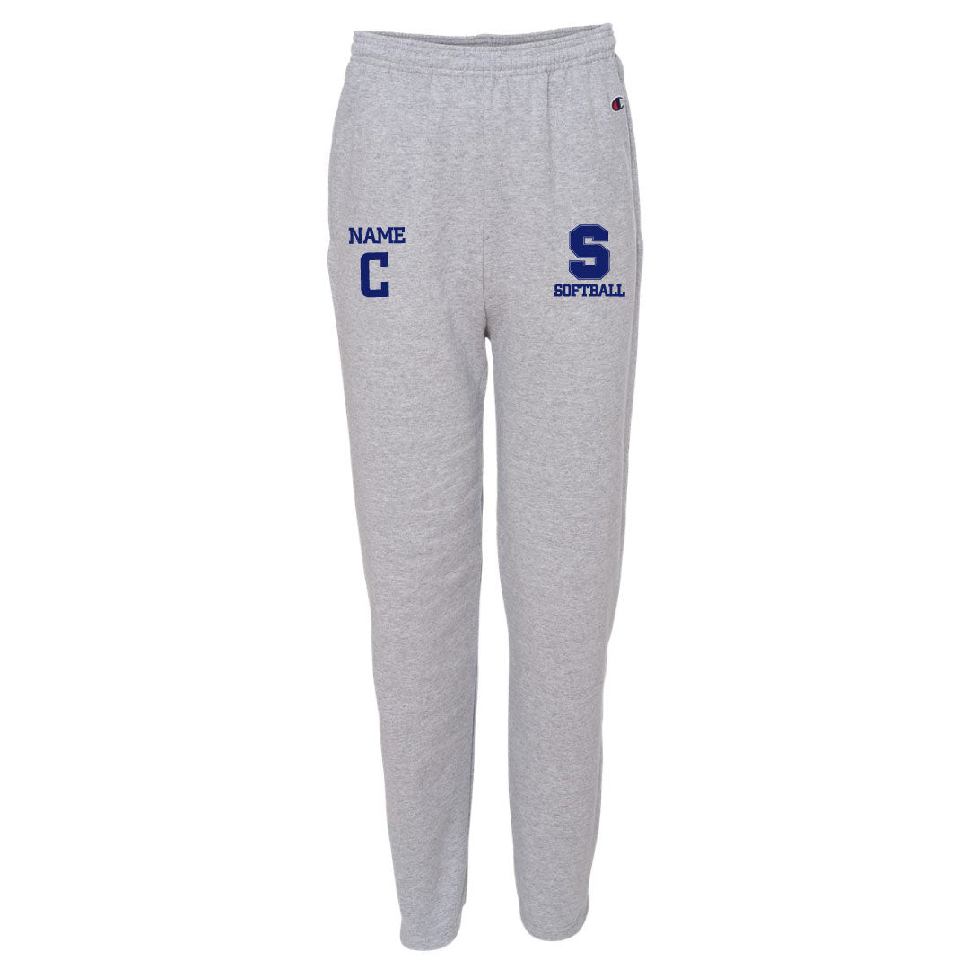 Staples Softball Champion Open Bottom Sweatpants Logowear Staples Softball Grey Adult S 
