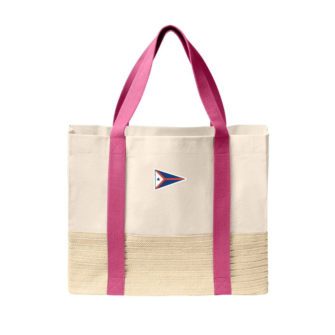 PYC Straw Market Tote Logowear Pequot Yacht Club Pink