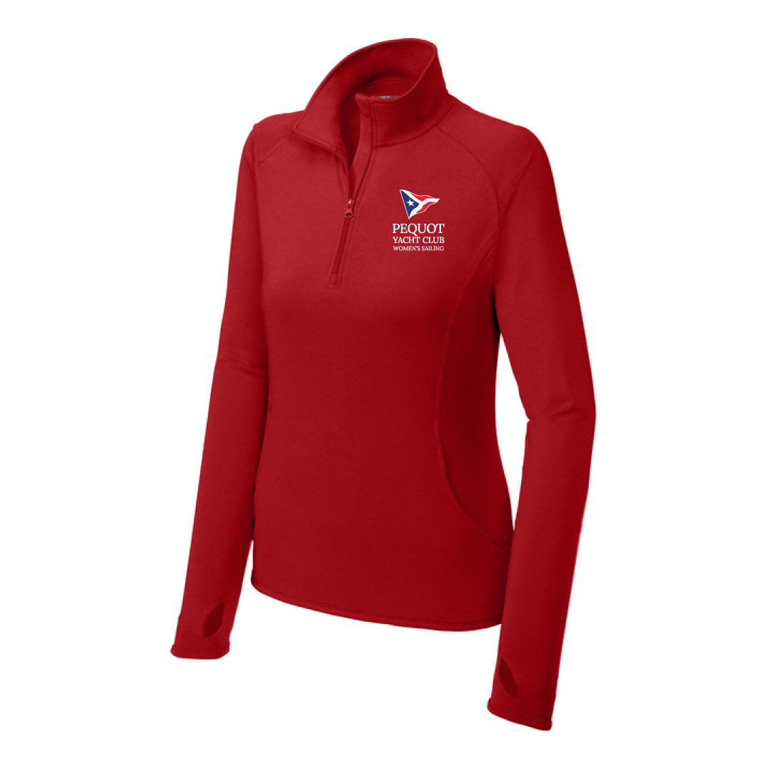 Pequot Women's Sailing Midweight Stretch 1/4-Zip Pullover Logowear Pequot Women's Sailing Red Ladies XS