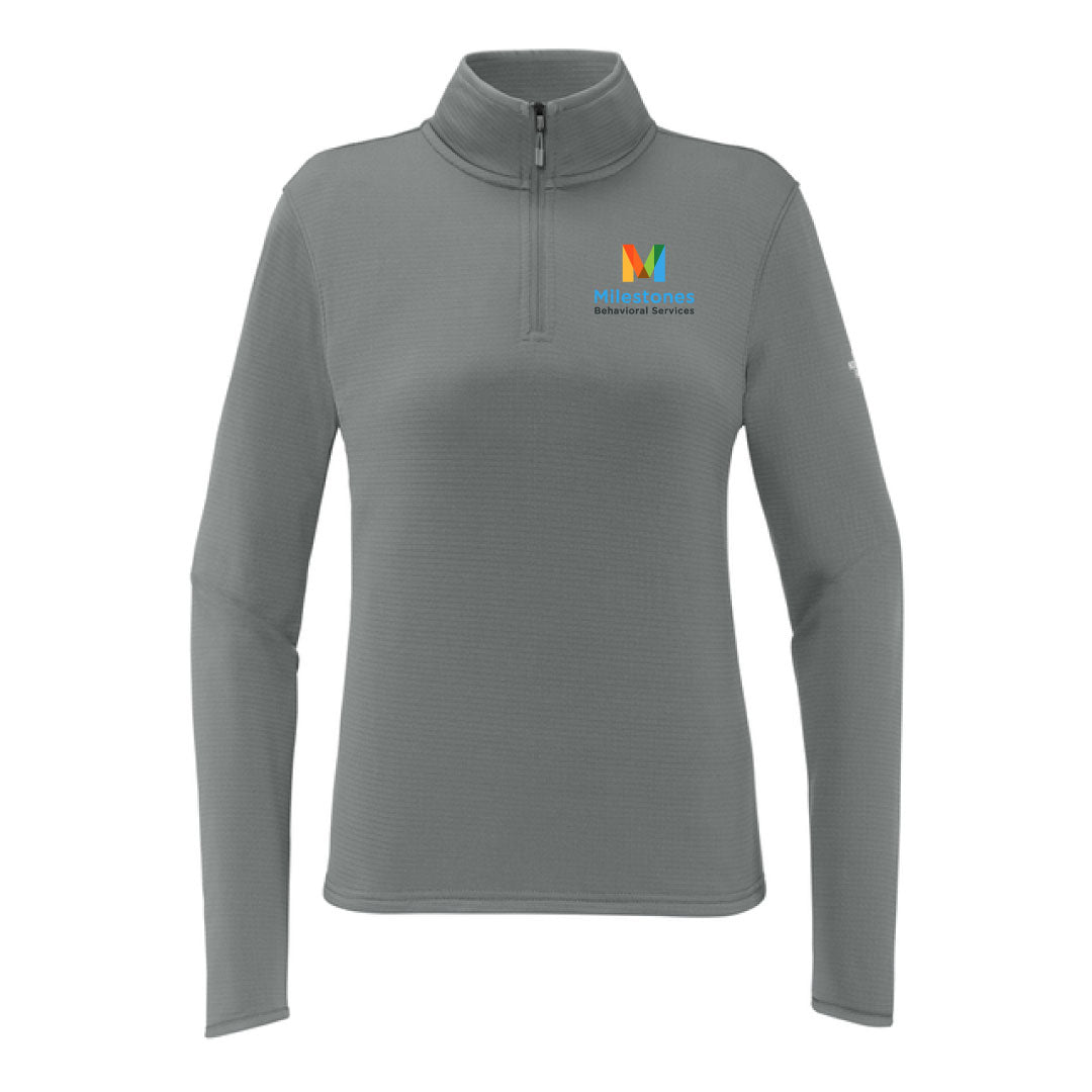 Milestones The North Face® Women’s Aim 1/4-Zip Fleece Logowear Milestones Behavioral Services Smoked PearlGrey Ladies XS
