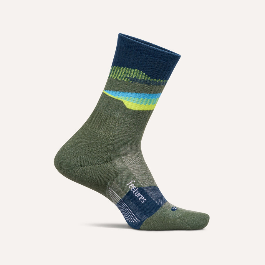 Feetures Trail Max Cushion Mini Crew Apparel Feetures Tectonic Green Large