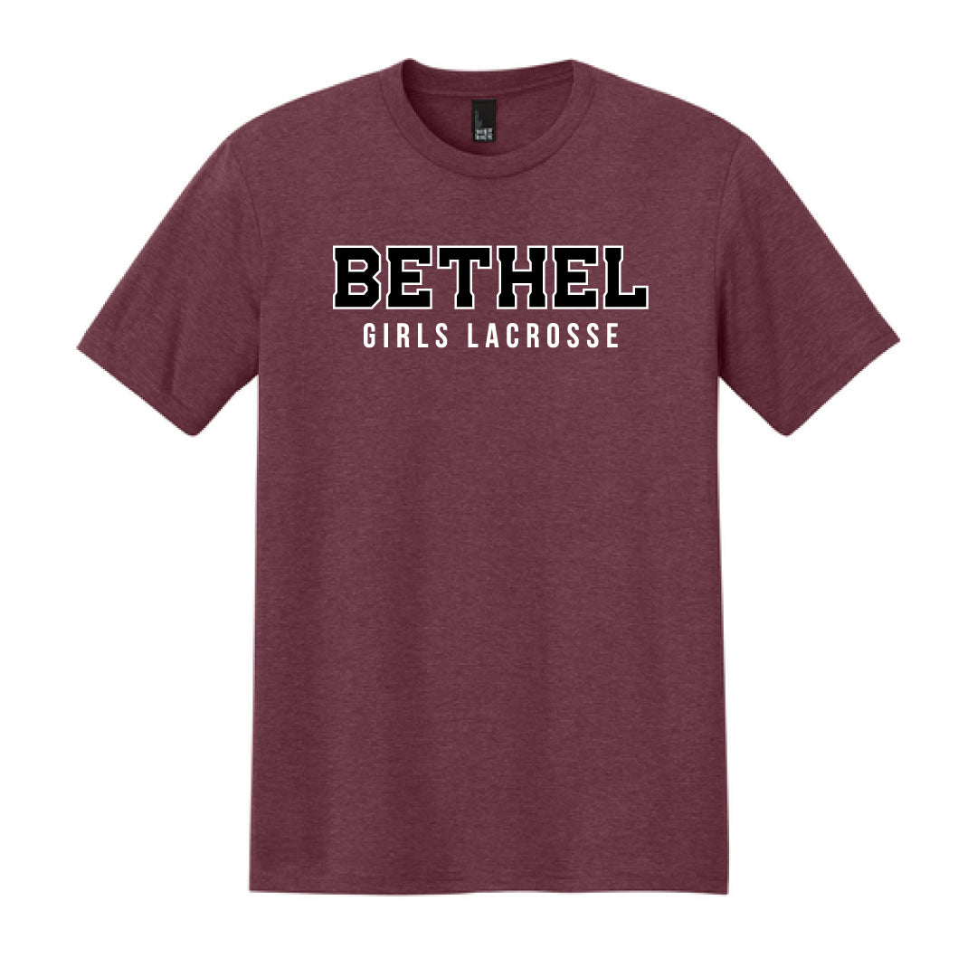 Bethel Girls Lacrosse Tri Blend Tee Logowear Bethel Girls Lacrosse Maroon Adult XS