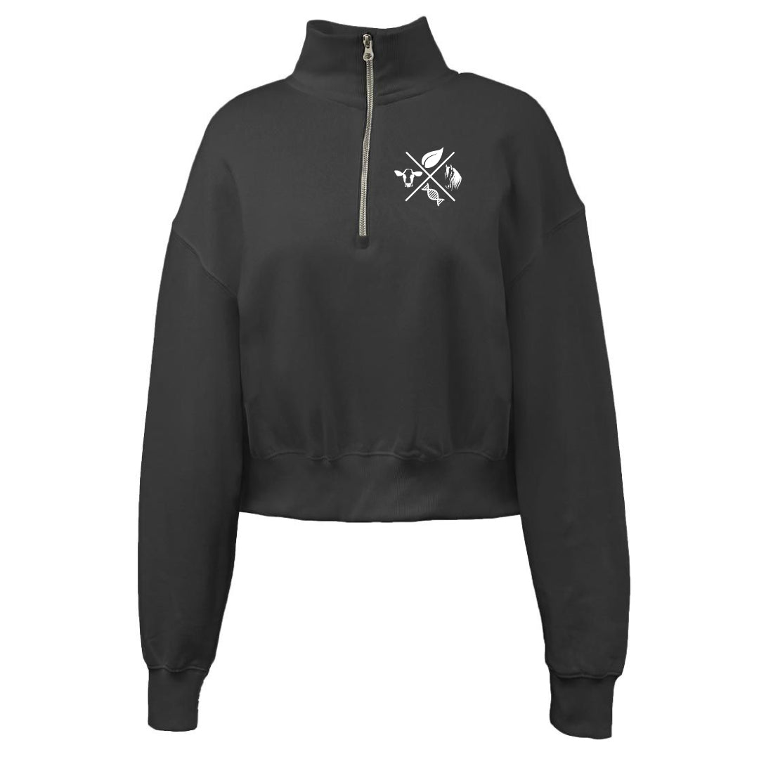 Trumbull Ag and Biotech Ladies Crop Fleece 1/2 Zip Logowear Trumbull Ag & Biotech Black Ladies XS 