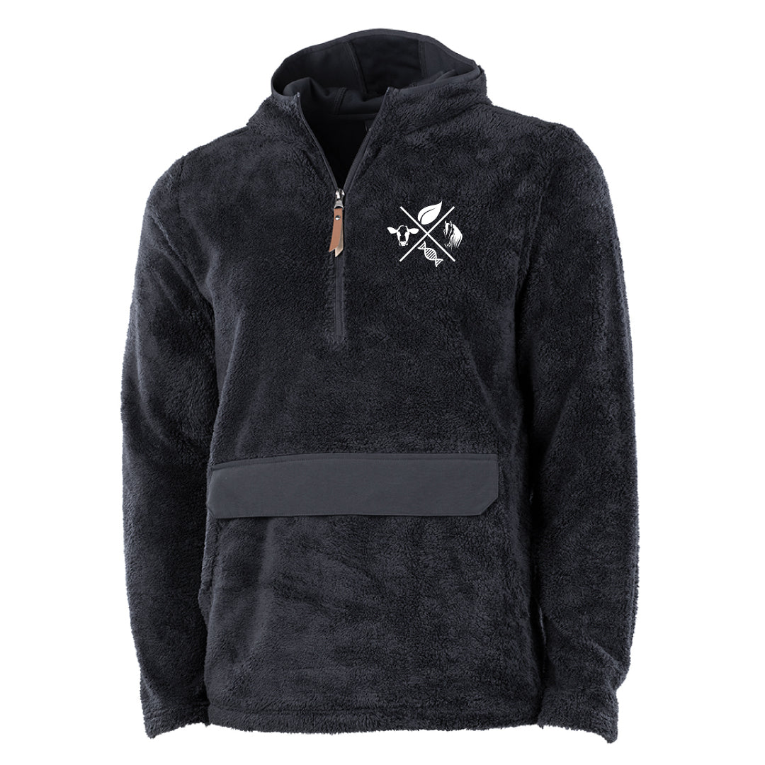 Trumbull Ag and Biotech Hooded 1/2 Zip Sherpa Logowear Trumbull Ag & Biotech Black Adult XS 