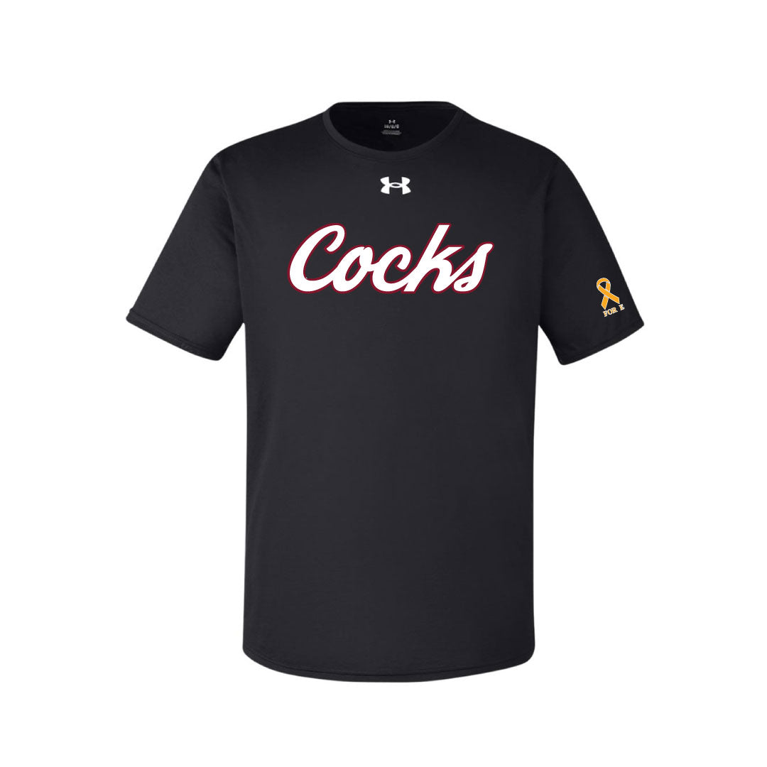USC Rugby Black UA Team Tech Tee Logowear University of So. Carolina Rugby White w Red Outline Mens S