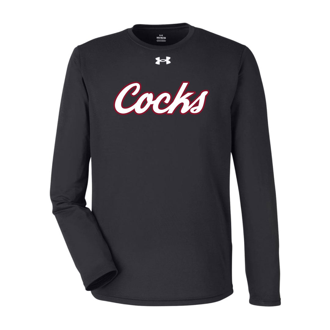 USC Rugby Black UA Team Tech Long Sleeve Logowear University of So. Carolina Rugby White w Red Outline Mens S
