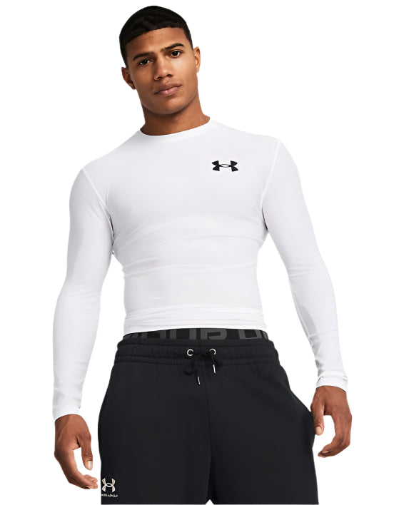 Under Armour Men's Heatgear Armour Long Sleeve Apparel Under Armour White/Black-100 Small