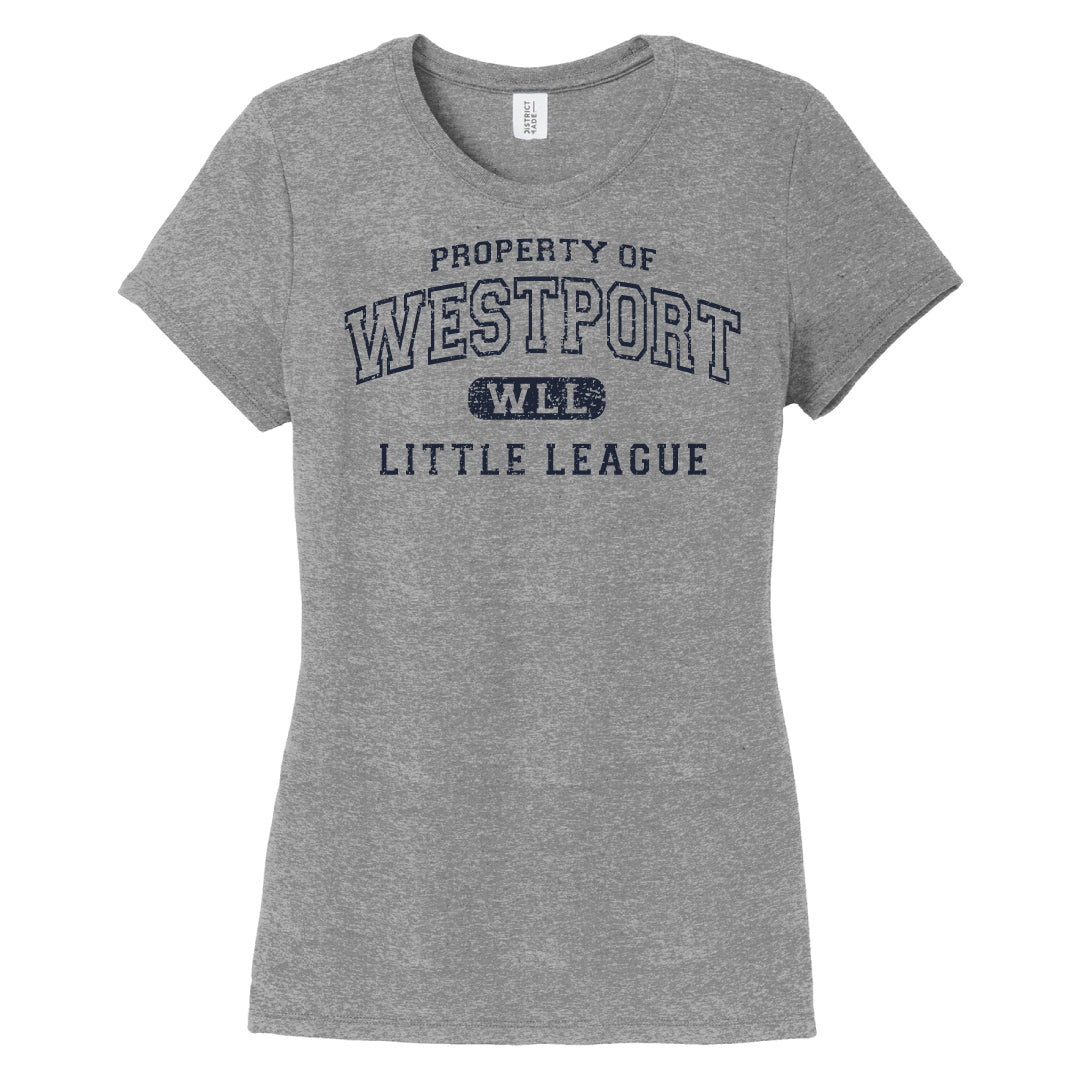 Westport LL Baseball Tri Blend Short Sleeve Logowear Westport Little League Baseball Grey Frost Ladies XS 