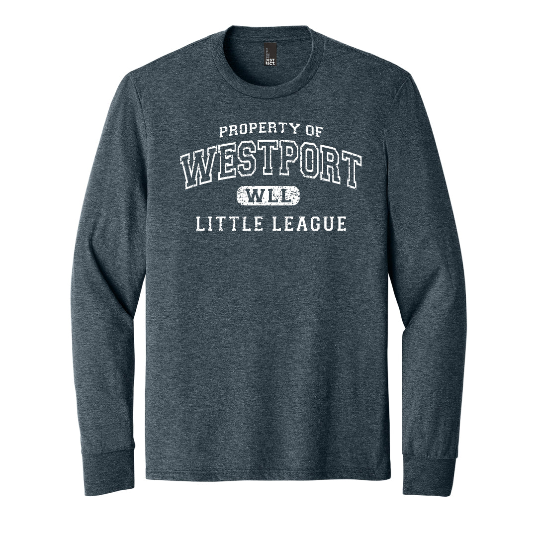 Westport LL Baseball Tri Blend Long Sleeve Logowear Westport Little League Baseball Navy Frost Youth S