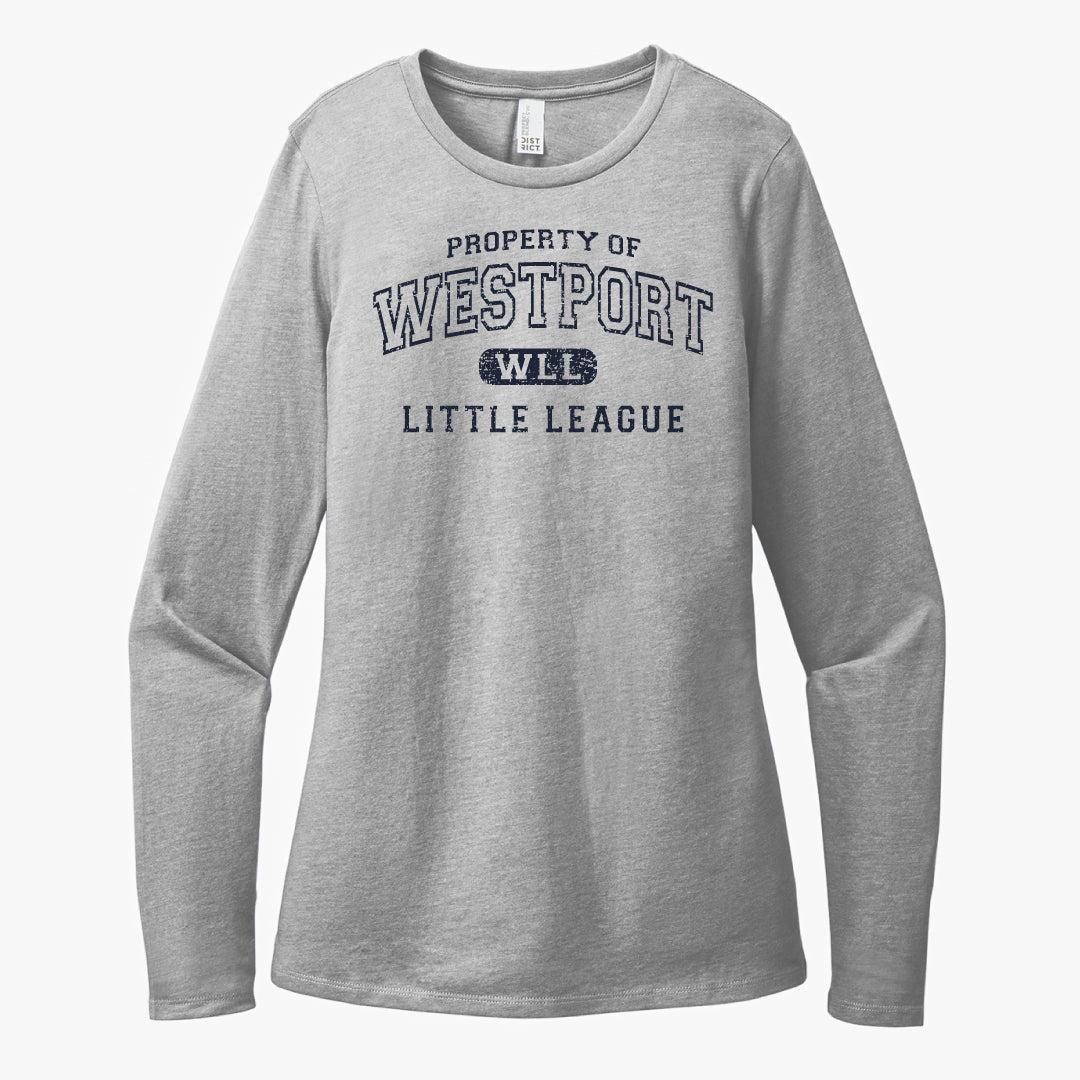 Westport LL Baseball Tri Blend Long Sleeve Logowear Westport Little League Baseball Grey Ladies XS