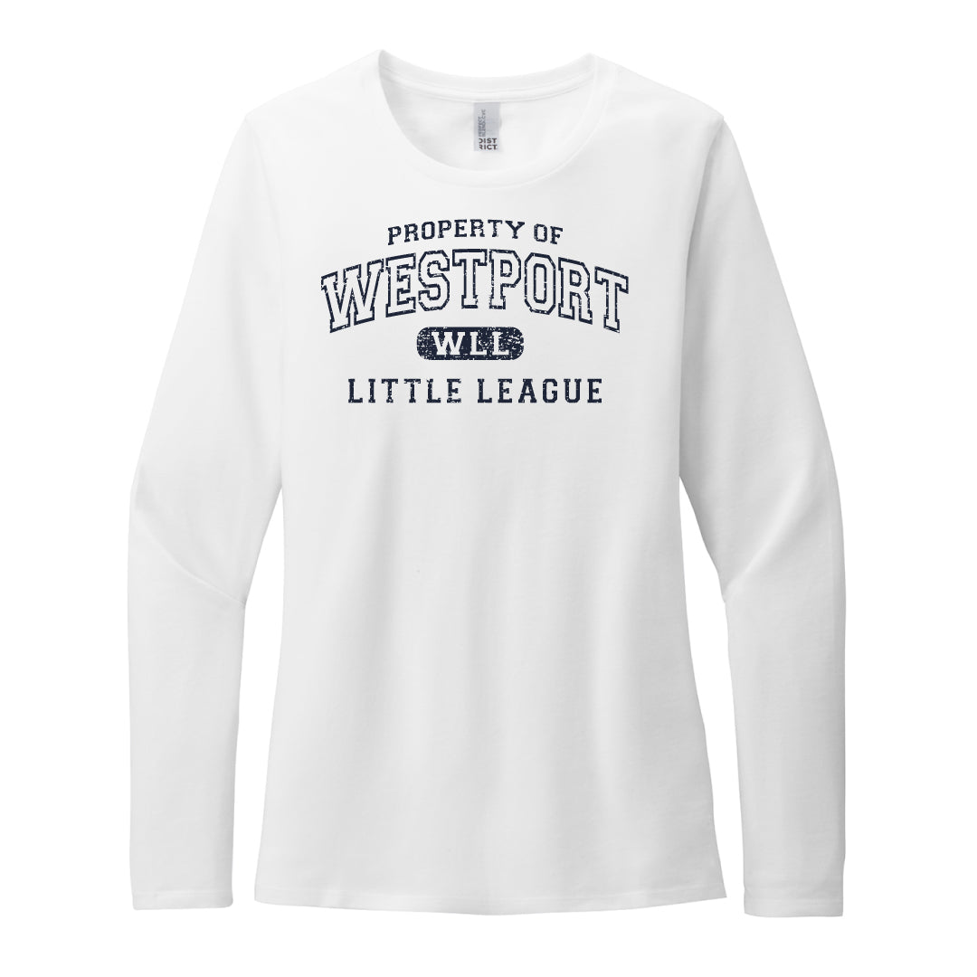 Westport LL Baseball Tri Blend Long Sleeve Logowear Westport Little League Baseball White Ladies XS