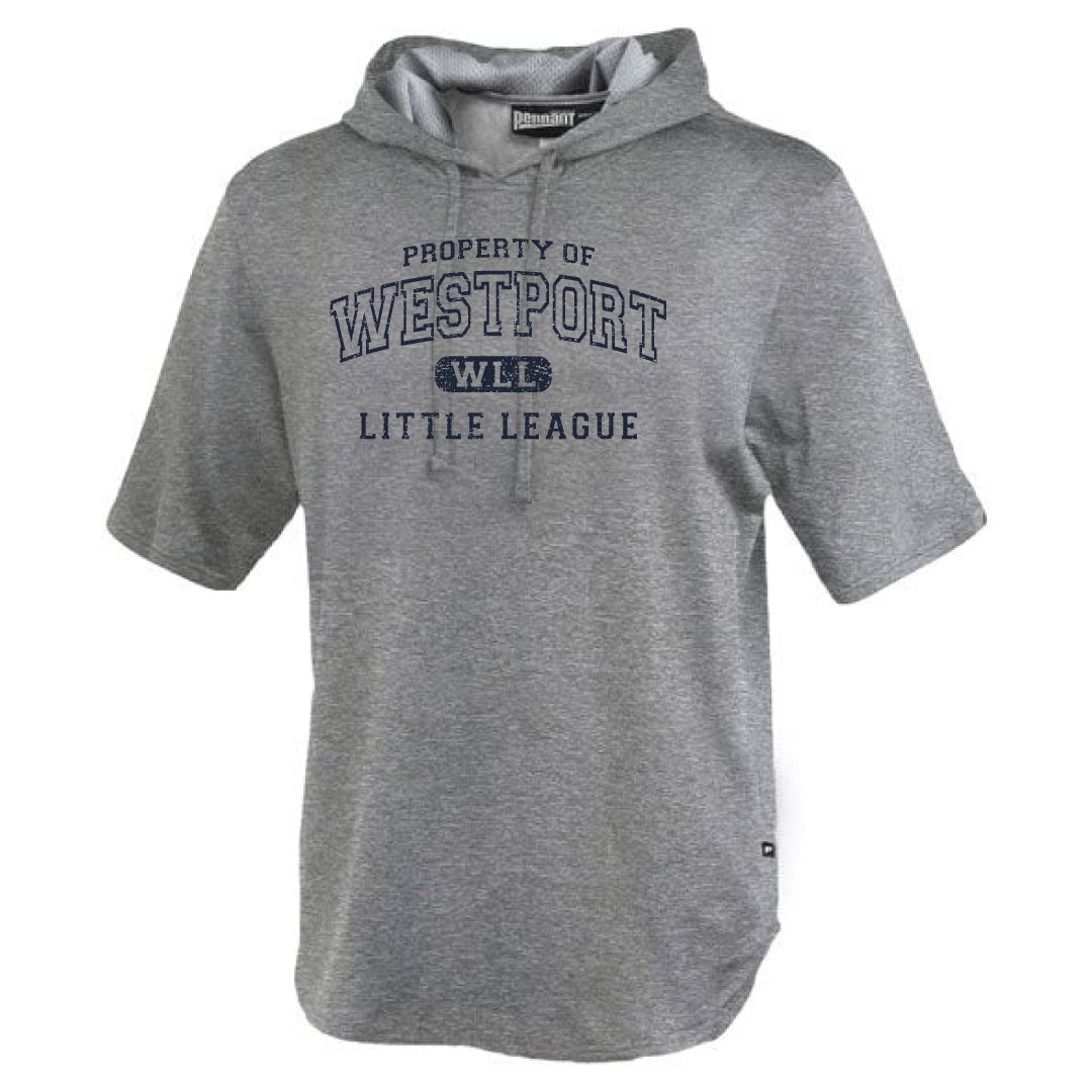 Westport LL Baseball Short Sleeve Performance Hoodie Logowear Westport Little League Baseball Grey Youth S